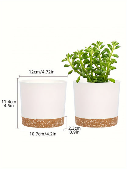 4pcs, 12.7 cm Flower Pots, Indoor Plant Pots with Drainage Holes and Removable Base, Saucer Style Modern Decoration for Outdoor Garden Planters