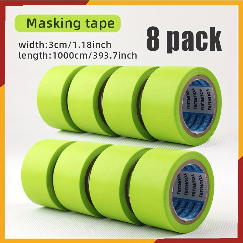 8-Roll Pack Heavy-Duty Painter's Tape - Wide 1.18" / 3cm Green Painting Tape, Waterproof, Heat-Resistant (Up to 280°C/536°F), No Residue Removal - for Professional & DIY Projects, Painting, Tile, Wallpaper, Trim - Compatibl