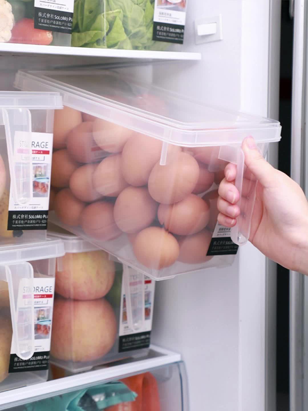 4pcs Set Transparent Refrigerator Food Storage Containers with Handles, Lids, and Rack Basket - Valentine's Day Gift Holiday Present Guide