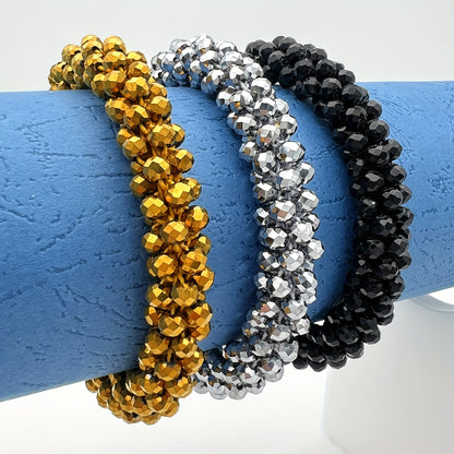 Esbbela 3pcs Bracelet Set Holiday Gift Beaded Artificial Crystal Stackable Strap Set with Elasticity Suitable for Women Men 16.51-20.32cm Daily Vacation