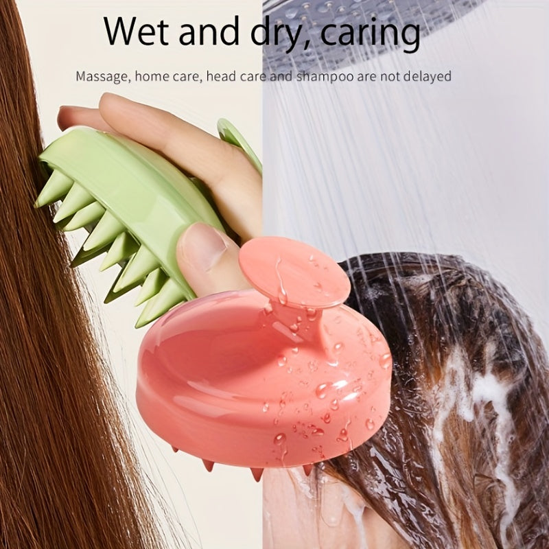 Escova de massagem capilar em silicone macio para utilização em cabelos secos e molhados - Escova para champô - Limpeza suave do cabelo e couro cabeludo