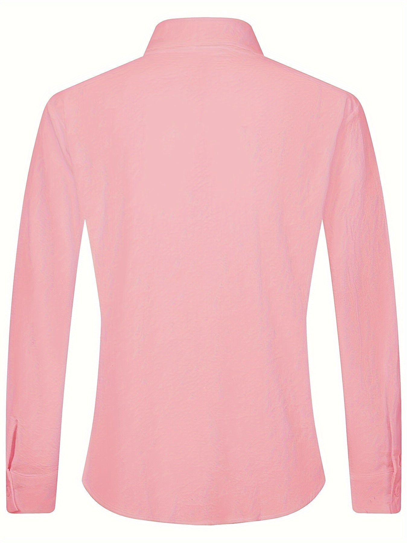 Camisa de homem em algodão de manga comprida e cor sólida com botões, modelo com lapela, ideal para a primavera e outono.