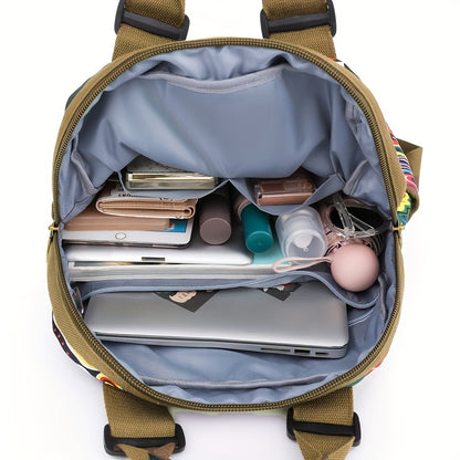 Outdoor Anti-Theft Backpack for Men And Women, Large Capacity, Stylish Printed, Nylon Lightweight Laptop Bag, Suitable for Casual Travel And Commuting.