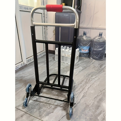 1pc Iron Folding Dolly Cart with Rubber Wheels - Portable Stair Climbing Design, Easy Lift & Carry, Effort-Saving for Moving and Shopping