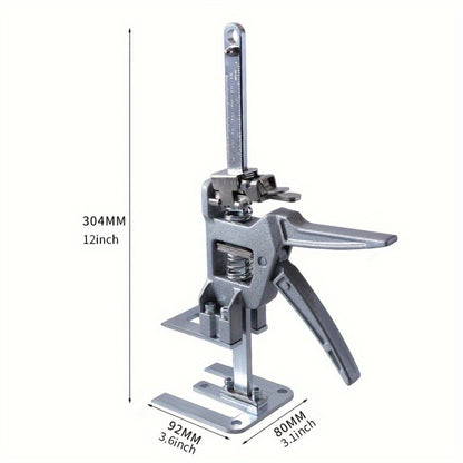 1pc Heavy-Duty Stainless Steel Manual Height Lifter with 30.48cm Adjustable Arm & Effort-Saving Mechanism - 199.58KG Load Capacity, Sturdy Base & Locking System for Walls, Cabinets, Windows, Doors, Furniture - Ideal for Const