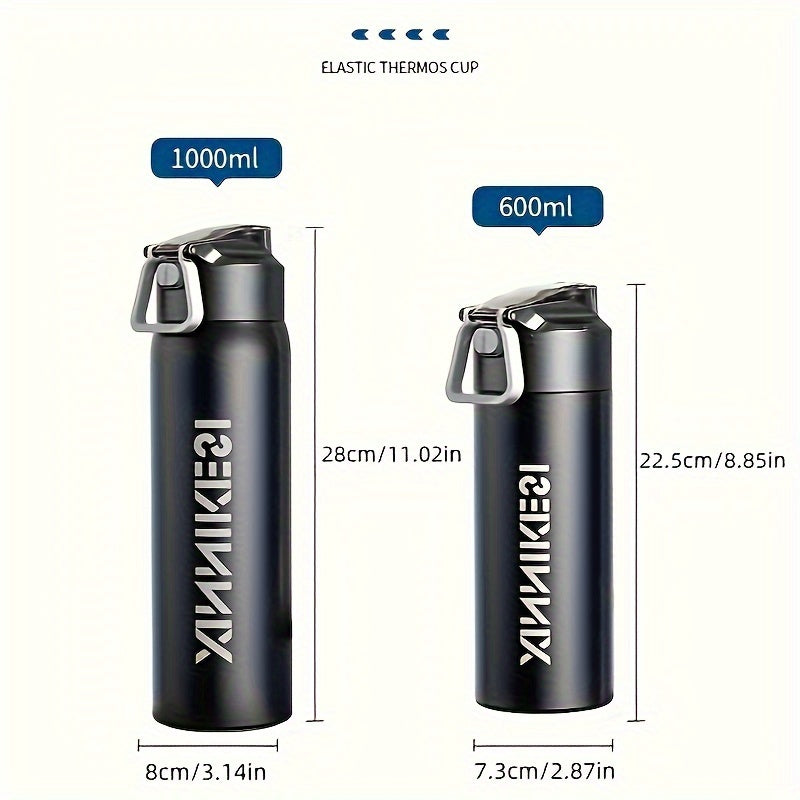 1000ml/600ml Stainless Steel Insulated Water Bottle, Wide Mouth for Hot & Cold Retention - Sports Gym Cycling Outdoor Hiking Travel Car Cup with Leakproof Vacuum Double-Layer Design (BPA Free)