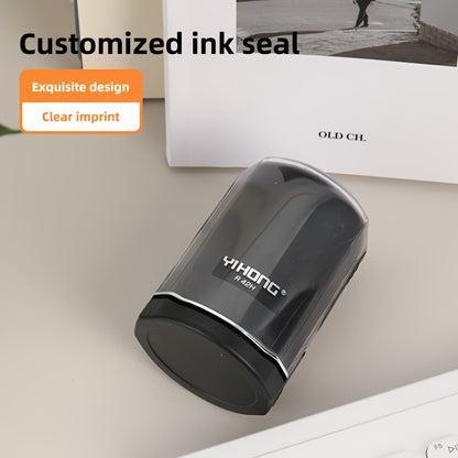 Customized Logo & Text Stamp - Personalized Anime Character Design, High-Quality Ink Seal for Business Badges and Office Use, Round Shape, Black Plastic Body, Perfect for Adding a Unique Touch to Documents, Business Badge Mak