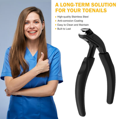 Corta-unhas profissional para unhas encravadas e unhas grossas de idosos - Corta-unhas resistente para podologistas, com cabo de fácil manuseamento, em aço inoxidável e lâminas curvas e afiadas.