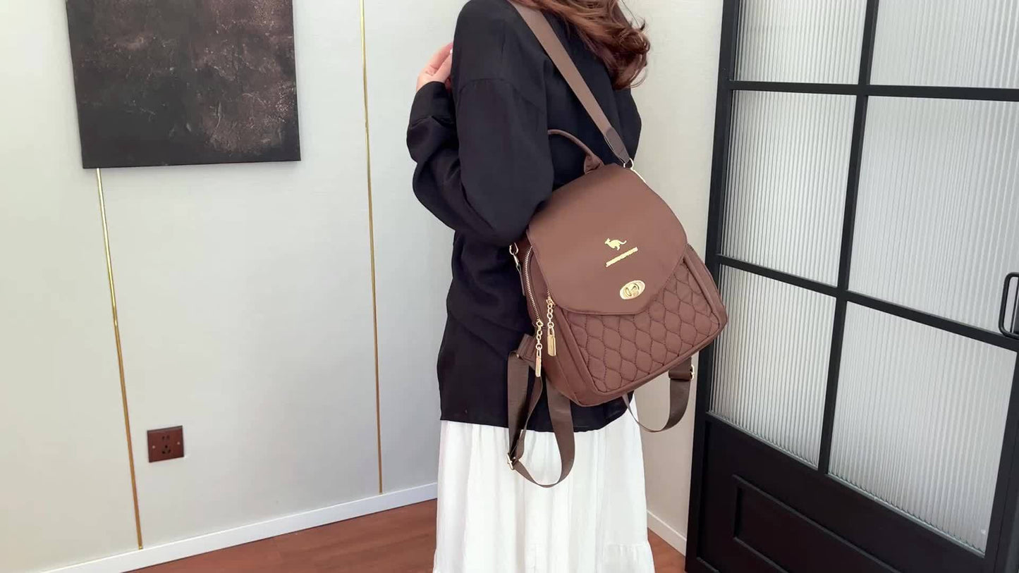 3-in-1 Convertible Backpack for Women - High Quality Nylon with Kangaroo Pocket & Adjustable Shoulder Straps, Lightweight Multifunctional Bag for Commuting, Travel, Work - Easy Wipe Clean, Black