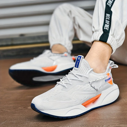 Panyan Wolfcaw Men's Sneakers - White/Black/Orange Sneakers with Air Cushion Technology, Arch Support & Non-Slip MD/TPU Sole - Low-Top Breathable Running Gym Shoes for Casual, Training, Casual Attire - All-Season Comfortable