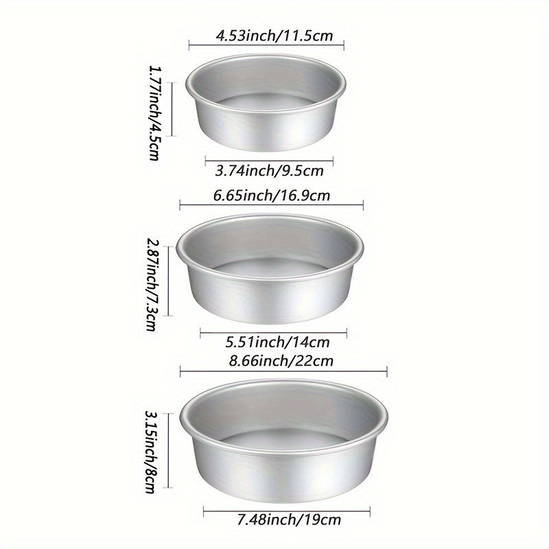 3pcs Cake Pan Set 10.16/15.24/20.32cm Aluminium Cake Mold With Removable Bottom Round Cake Baking Pans Kitchen Tools
