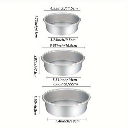 3pcs Cake Pan Set 10.16/15.24/20.32cm Aluminium Cake Mold With Removable Bottom Round Cake Baking Pans Kitchen Tools