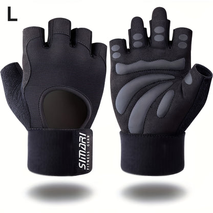 1 Pair of Fitness Gloves with Wrist Wrap Support and Full Palm Coverage, Extra Fitness Grip, Suitable for Weightlifting, Training, Hanging, Pulling, Fitness Sports Gloves, Suitable for Men and Women Outdoor Sports and Indoor