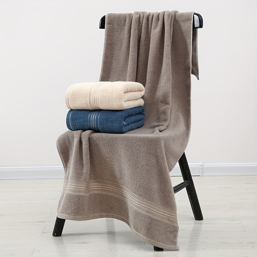 4-Piece Towel Set - Modern Striped Bath and Hand Towels, Super Soft Knit Fabric, Cotton 75% Polyester 25%, Space Theme, 385gsm - Ideal for Bathroom, Spa, Hotel, Outdoor Use