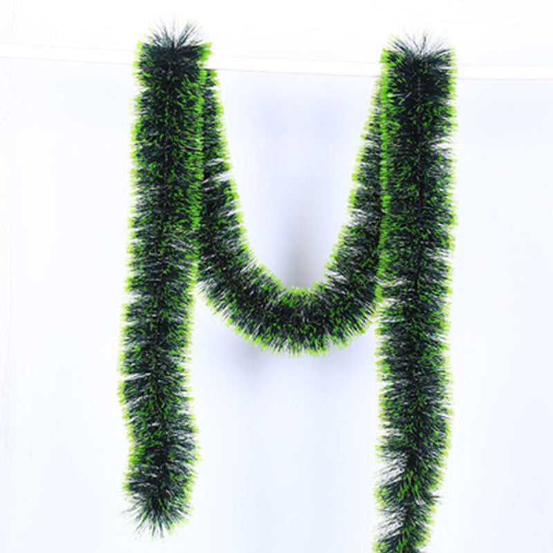 6.56ft Christmas Rattan, Dark Green And White Edge Christmas Decoration Strips, Wedding Celebration Holiday Decoration Snowflakes, 3.54inch Diameter