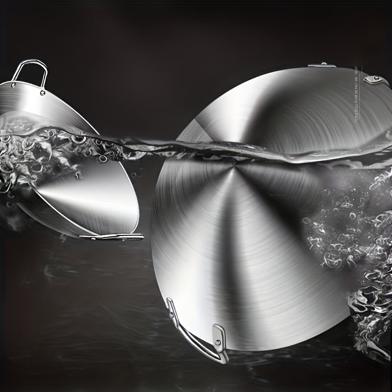 1pc Extra-Large Stainless Steel Wok with Double Handles, 38.0 cm, Nonstick Coating Free for Family Kitchens, Restaurants & Chefs – Perfect Gift Idea Christmas Halloween Thanksgiving