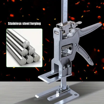 1pc Heavy-Duty Stainless Steel Manual Height Lifter with 30.48cm Adjustable Arm & Effort-Saving Mechanism - 199.58KG Load Capacity, Sturdy Base & Locking System for Walls, Cabinets, Windows, Doors, Furniture - Ideal for Const