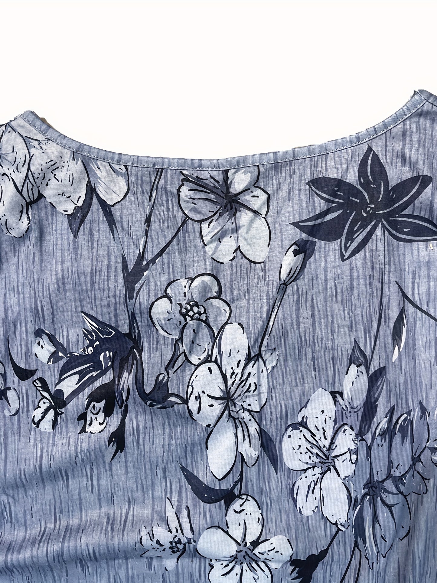 Floral Print Button Front T-shirt, Casual Short Sleeve Summer T-shirt, Women's Clothing