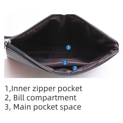 Men's Business Handbag - Large Capacity Multi-Compartment Wallet & Phone Holder with Wrist Strap, Elegant Black Soft Tree-like Texture Design, Golden-Tone Hardware for Daily Commute, Formal Events, Travel - Durable & Stylish