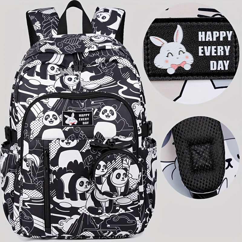 Casual Fashion Cartoon Cats Print Knapsack With Adjustable Strap And Large Capacity, Zip Up, Trendy Backpack For Travel And School