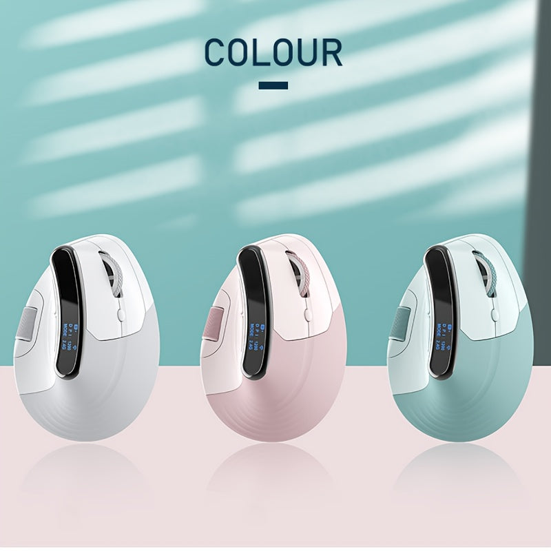 MCPIWOHY Dual Wheel Wireless Wireless Mouse, 2.4GHz, Type-C Wired Triple Mode Connection, Ergonomic Mouse with Screen Display, Rechargeable Optical Mouse