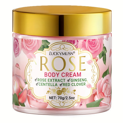 LUCKY MUSN Rose Body Lotion - Long-Lasting Fragrance, Deep Moisturizing & Brightening Formula with Ginseng, Lavender, and Vitamin E - Elegant Floral Design for Face, Neck, Underarms, Body - 70g, Light Beige Care, Elegant Pack