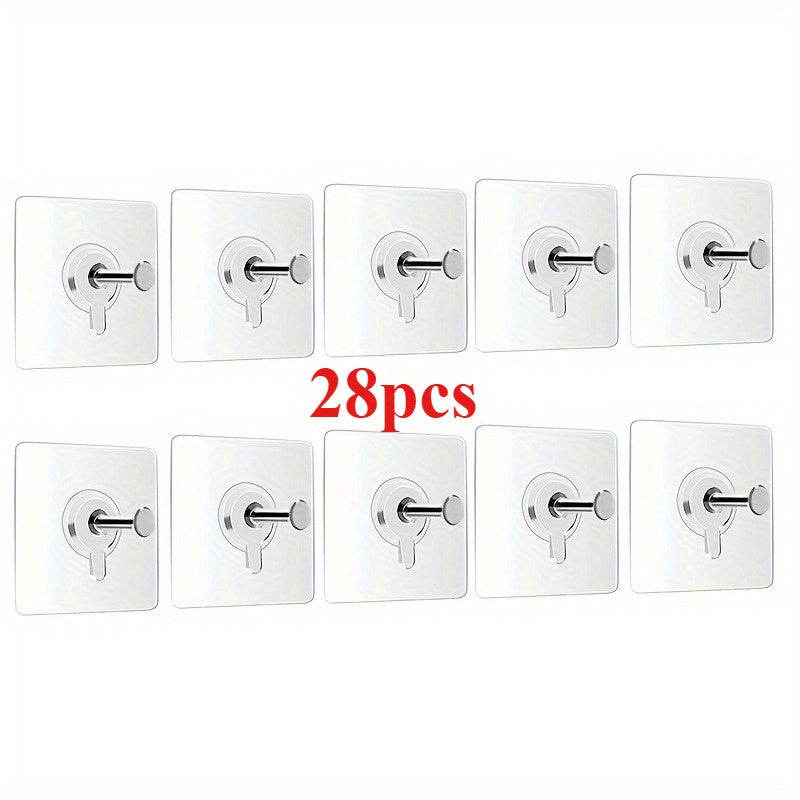 28pcs Strong Adhesive Damage-Free Wall Stickers - Invisible Nails for Wedding Photos, Photo Frames, Utility Hooks - No Trace Nail Hooks for Secure Hanging, Utility Hooks