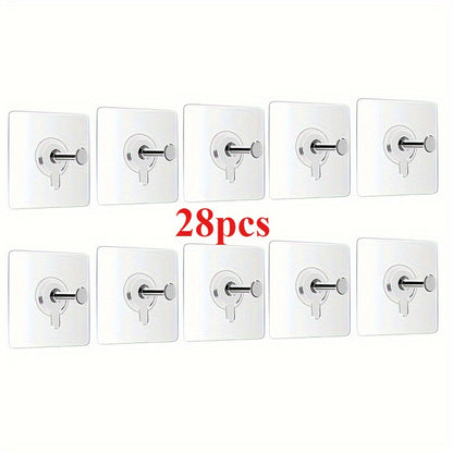 28pcs Strong Adhesive Damage-Free Wall Stickers - Invisible Nails for Wedding Photos, Photo Frames, Utility Hooks - No Trace Nail Hooks for Secure Hanging, Utility Hooks