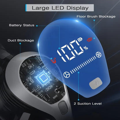 Aspirador sem fios MOOSOO YC1 Pro com visor LED, 2 baterias, design vertical leve 6 em 1, alta sucção para carpetes, pavimentos duros e pelos de animais, cabo ergonómico, construção durável, aspirador sem fios, auxiliar de limpeza doméstica.