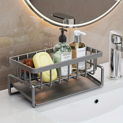1pc Kitchen Sponge Drain Basket For Sink, Toilet Storage Rack, Kitchen Faucet Sponge Holder, Detachable Hanging Faucet Drain Rack For Sponge, Brush, Towel, Hand Sanitizer, Automatically Draining, Bathroom And Kitchen Supplies