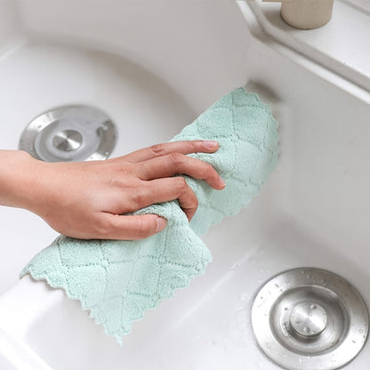 10pcs, Microfiber Towel, Absorbent Kitchen Cleaning Cloth, Non-stick Oil Dish Towel, Rags, Napkins, Tableware, Household Cleaning Towel