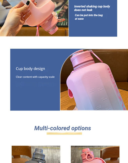 1pc, Water Bottle, Sports Water Bottle With Handle, Plastic Water Bottle, Gradient Color Large Capacity Water Bottle, Frosted Fashion Water Bottle, Outdoor Sports Bottles, 2200ml/77.93oz