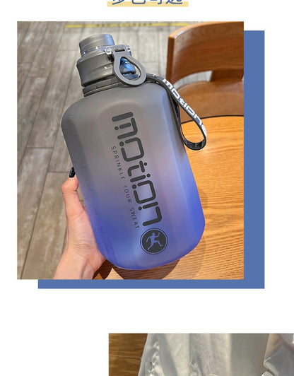 1pc, Water Bottle, Sports Water Bottle With Handle, Plastic Water Bottle, Gradient Color Large Capacity Water Bottle, Frosted Fashion Water Bottle, Outdoor Sports Bottles, 2200ml/77.93oz