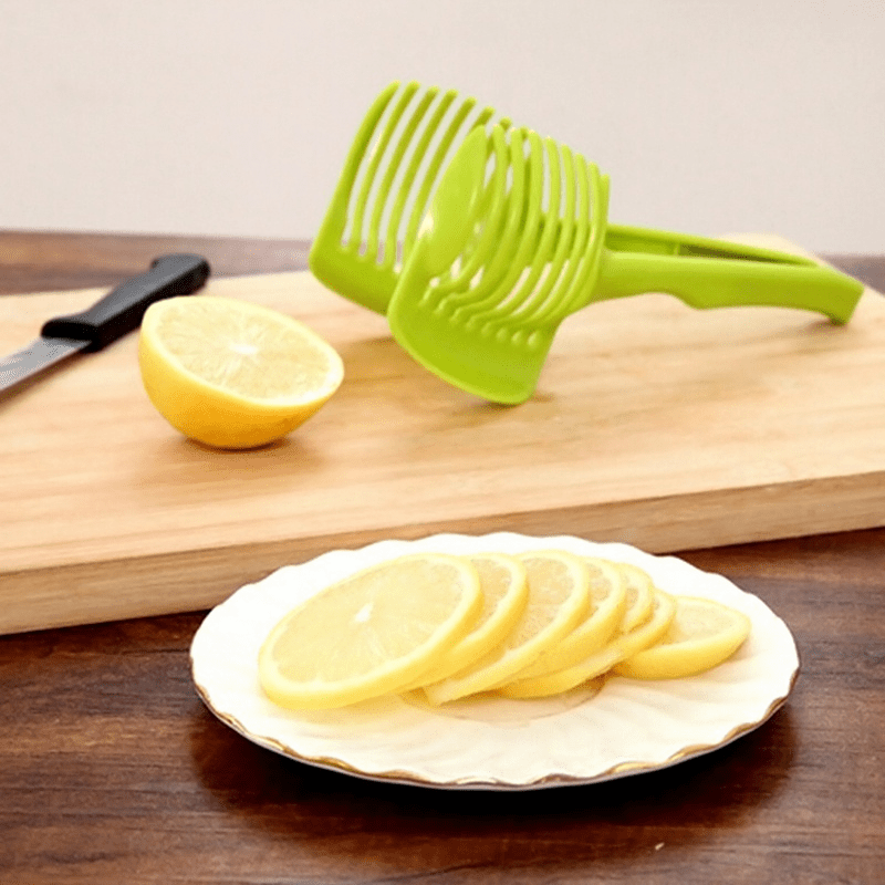 1pc, Tomato Slicer Tool, Lemon Cutter Tool, Lemon Slicer Holder, Tomato Slicer Holder, Lemon Cutter Holder, Round Fruit Tongs, Egg Slicer Cutting Holder, Kitchen Tools