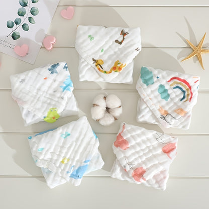 5pcs Baby Muslin Washcloths Soft Face Cloth For Newborn Absorbent Bath Face Towels Natural Purified Baby Wipes Burp Cloths Or Face Towel 11.8x11.8 Inches (30x30cm), Halloween, Thanksgiving, Christmas Gift