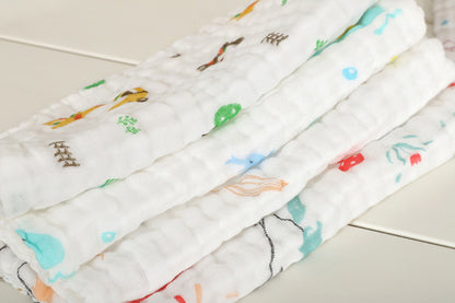 5pcs Baby Muslin Washcloths Soft Face Cloth For Newborn Absorbent Bath Face Towels Natural Purified Baby Wipes Burp Cloths Or Face Towel 11.8x11.8 Inches (30x30cm), Halloween, Thanksgiving, Christmas Gift