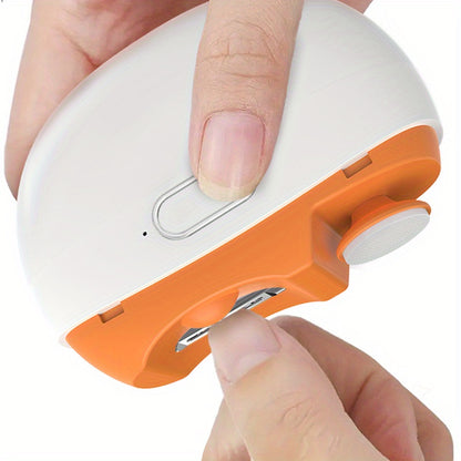 Cortador e polidor de unhas elétrico recarregável SWOSON com luz LED - Alimentado por USB, bateria de polímero de lítio, carregamento rápido 36V/5A, 3 em 1: aparador, polidor e lixador de unhas - Resultados de qualidade profissional para uso doméstico.