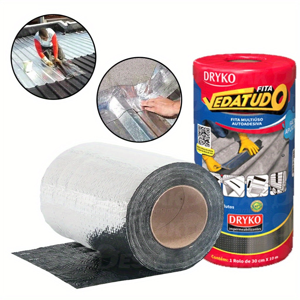 Butyl Multi-Purpose Waterproof Aluminum Seal Tape, 10cm x 10m - Self-Adhesive, Ideal for Pipe Leak Repair and Roof Insulation, Durable & Easy to Apply, Ultra-Waterproof, Roof Sealant