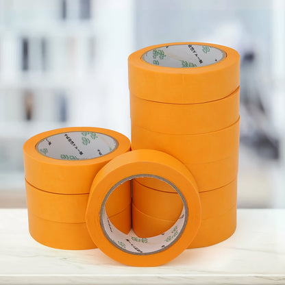 20pcs Orange Painter's Tape, 30mm x 50m - Removable Adhesive for Walls, Automotive, and Home Decor, No Solution Needed, Strong Bond to Concrete Surfaces, Wall Sticker | Consistent Width | Strong Adhesive