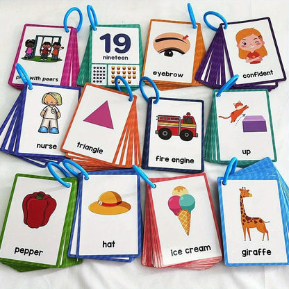 12 Themes Learning Flash Cards 386 English Words, Kids Toddler Colors, Shapes and Numbers, Learning Toys, Educational Preschool Flashcards Kindergarten Educational Toys School Supplies gift