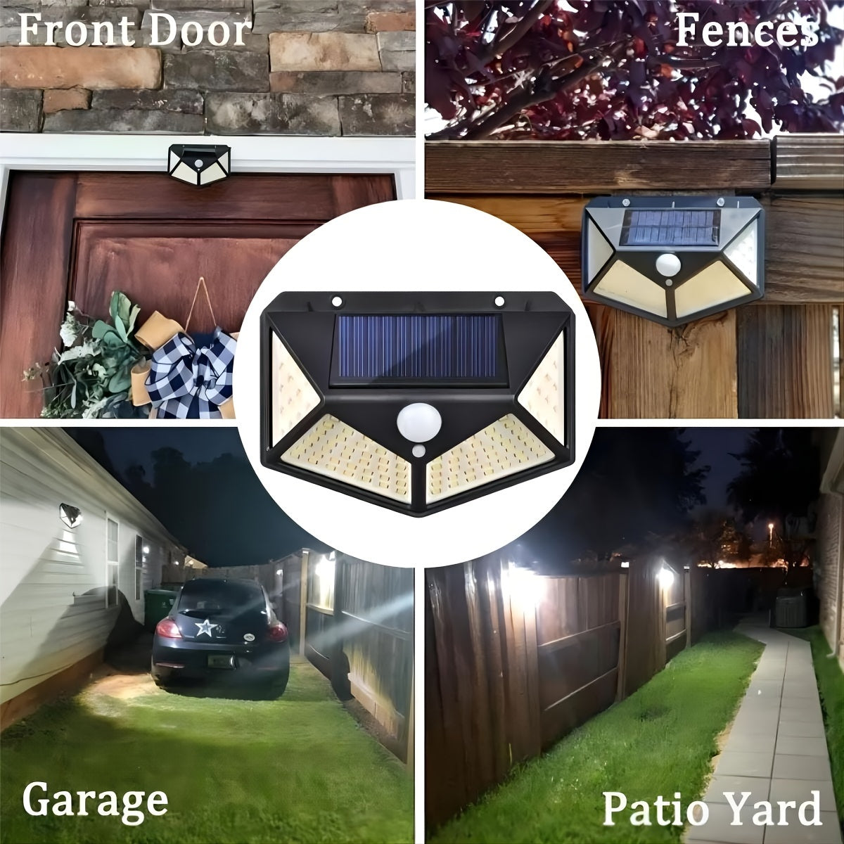 4packs Solar Wall Lights 100 LED Super Energy Saving Lights, Motion Sensor Security Lights, 270° Range Lighting Outdoor Wall Lights, With 3 Modes For Yard Garden Patio Courtyard Fences Driveway Pathway