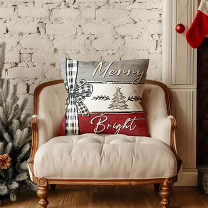 4pcs Festive Christmas Pillow Covers, 44.96cm x 44.96cm, Super Soft Polyester, Reversible Santa Claus & Reindeer Designs with Zip Closure - Ideal for Sofa, Living Room, Bedroom Decor (No Inserts), Christmas Pillow Covers