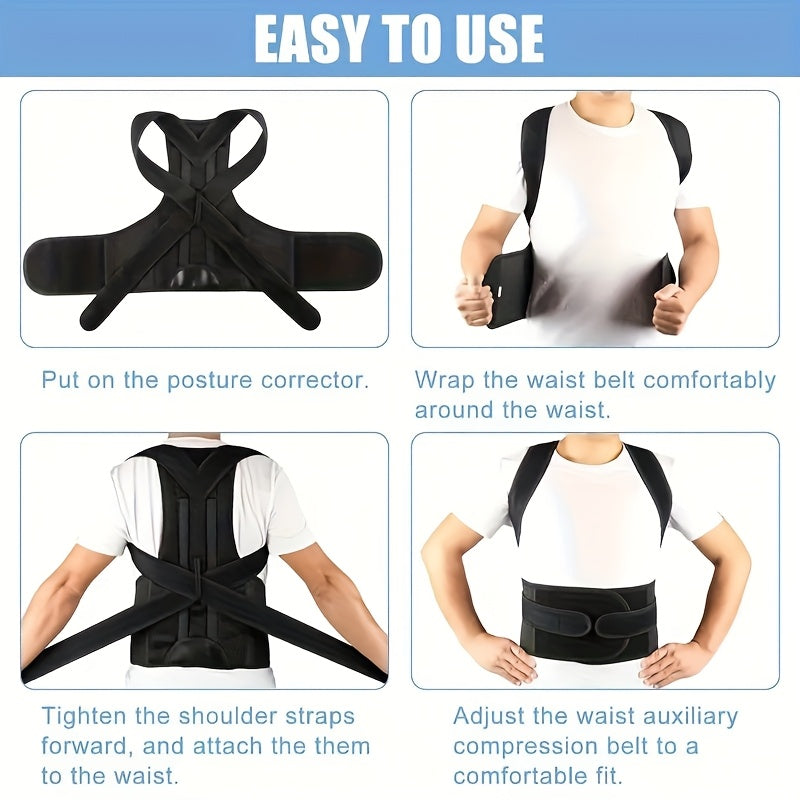 1 Adjustable Back Support for Men & Women | Upper and Lower Back Stabilization with Waist Stability, Breathable Mesh Design | Casual Posture Corrector
