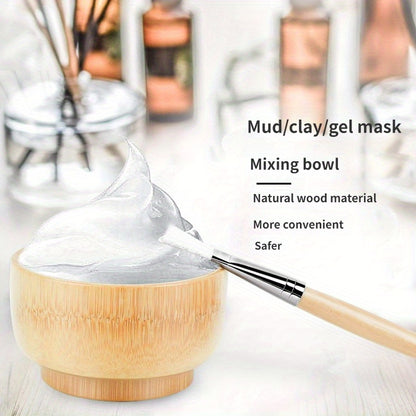 4pcs Bamboo DIY Face Mask Mixing Kit - Includes Bowl, Spatula, Brush & Beauty Scoop - Alcohol-Free, No Batteries Required