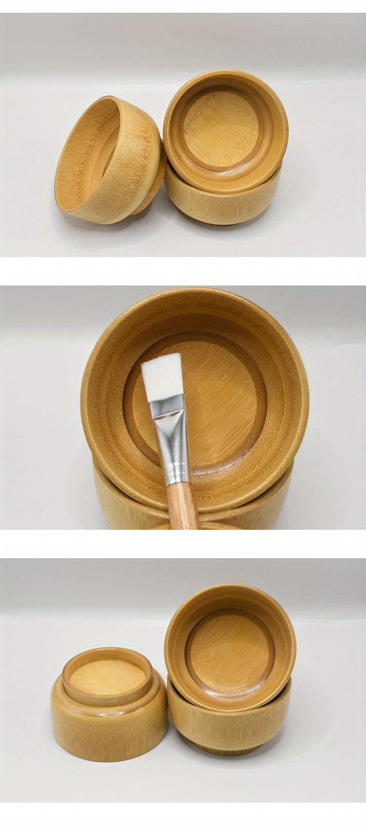 4pcs Bamboo DIY Face Mask Mixing Kit - Includes Bowl, Spatula, Brush & Beauty Scoop - Alcohol-Free, No Batteries Required