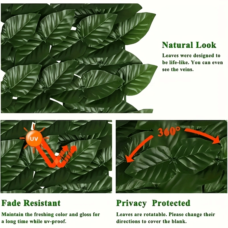1pc UV-Resistant Artificial Hedge Fence Privacy Screen - Faux Green Leaves Panel For Outdoor Garden Decoration & Balcony Fencing