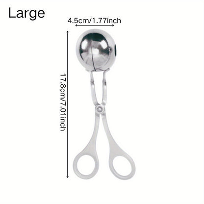 1pc Stainless Steel Meat Ballers With Anti-Slip Handles, None-Stick Meat Baller Tongs, Meatball Scoop, Ball Makers Mold, Cake Pops Meatball Maker, Ice Tongs, Dough Scoops For Kitchen Tools, Kitchen Supplies