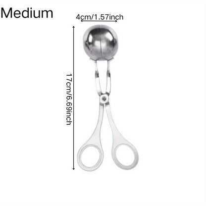 1pc Stainless Steel Meat Ballers With Anti-Slip Handles, None-Stick Meat Baller Tongs, Meatball Scoop, Ball Makers Mold, Cake Pops Meatball Maker, Ice Tongs, Dough Scoops For Kitchen Tools, Kitchen Supplies