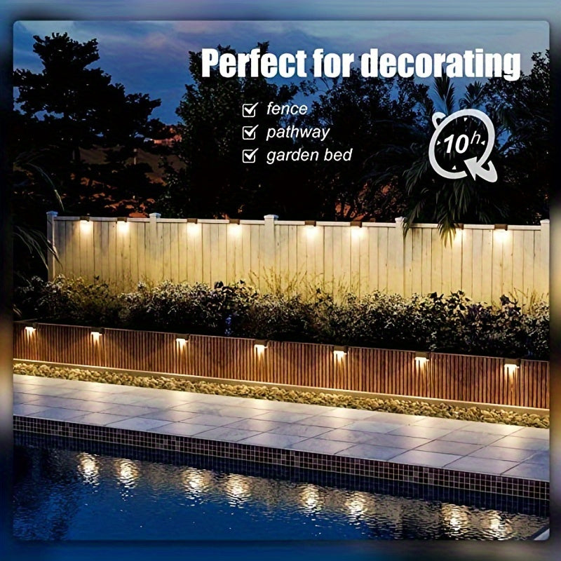 7pcs Solar Deck Lights by HOTU - Warm White LED for Outdoor Stairs, Fence, Garden, Balcony, Yard, Patio & Pathway Decor -, Commercial Emergency Luminaires, Battery-Powered, Plastic Shade, Solar Lights for Outside