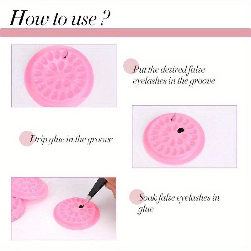 50pcs Pink Flower-Shaped False Eyelash Glue Holders - Multi-Color Lash Application Pads, No Power Needed, Ideal for Eyelash Extensions & Makeup Tools